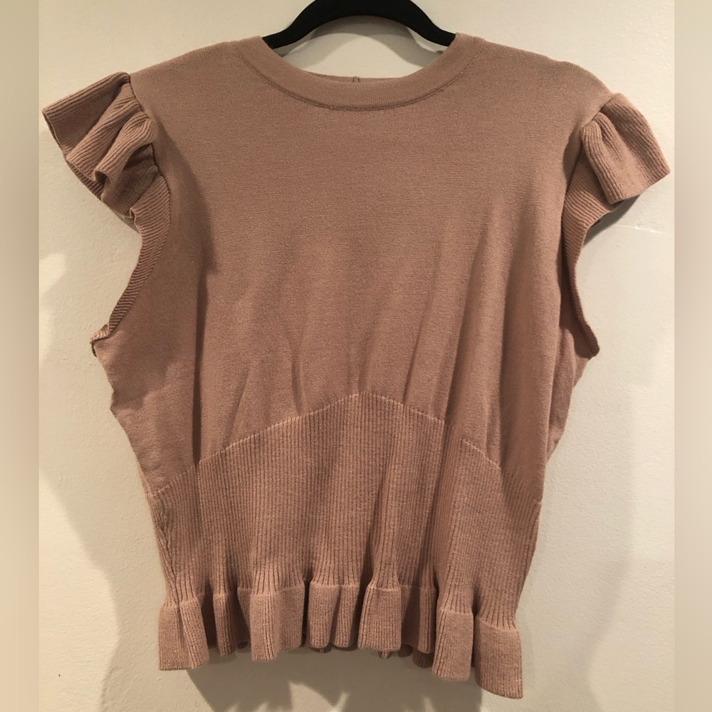 NWT - Short sleeve sweater. Flutter Sleeve Peplum Sweater